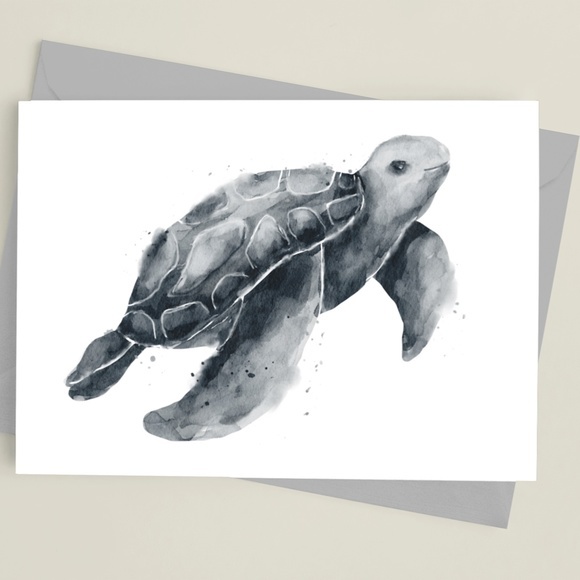 Watercolor Wall Art Marine Turtle Portrait Print Poster Unframed - Picture 8 of 9